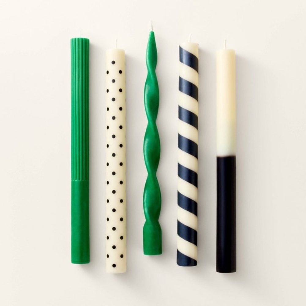 5ct Taper Candle Set Black/Cream/Green - kate spade new york x Target